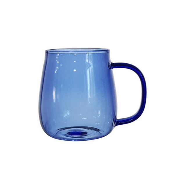 홈카페 유리컵 내열유리 항아리머그컵 블루 400ml